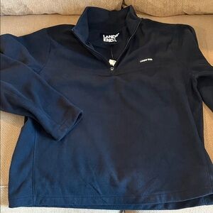 Lands' End Dark Blue Quarter-Zip Pullover fleece